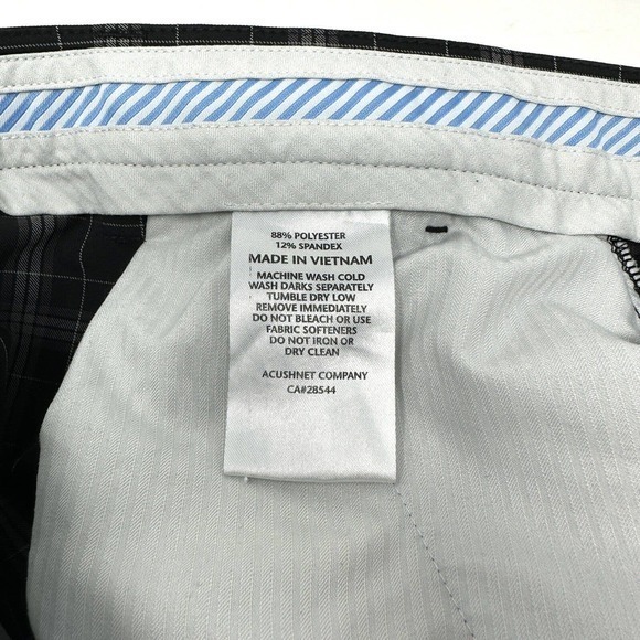 FootJoy FJ Gray Black Plaid Flat Front Polyester Spandex Golf Shorts Size 38 - Picture 9 of 9